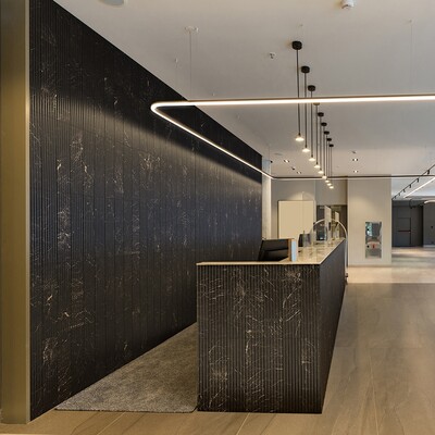 Iris Black Honed Flute Trim Marble Tile 6×24 (ML00982)