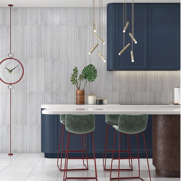 Bianco Dolomiti Classic Honed Flute Trim Marble Tile 6×24 (ML00984)