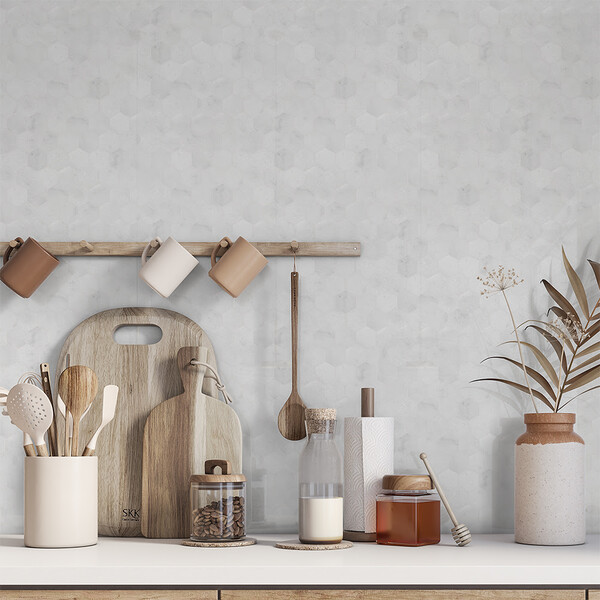 Avalon Cilalı Altıgen Mermer Mozaik 10 3/8×12 (MS00684)