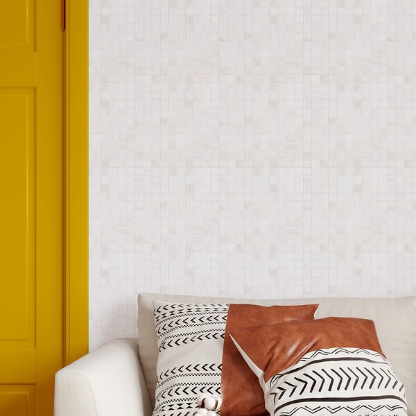 Mosaico de mármore polido branco neve 1×1 12×12 (MS01236)