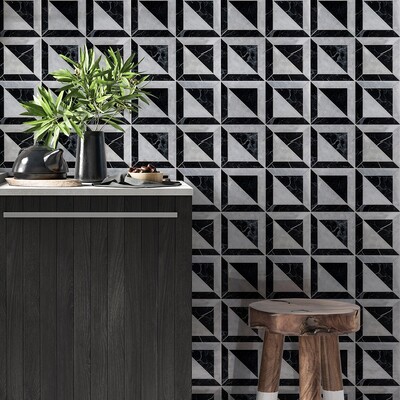 Allure, Black Multi Finish York Marble Mosaic 11 15/16×11 15/16 (MS01549)