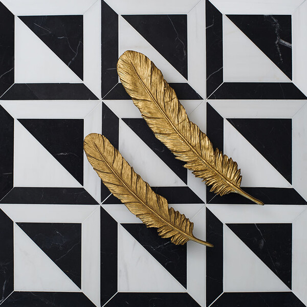 Black, Snow White Honed York Marble Mosaic 11 15/16×11 15/16 (MS01552)