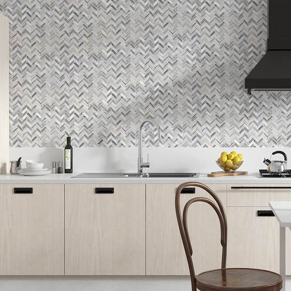 Skyline Honed Herringbone Marble Mosaic 12 1/8×13 3/8 (MS01608)