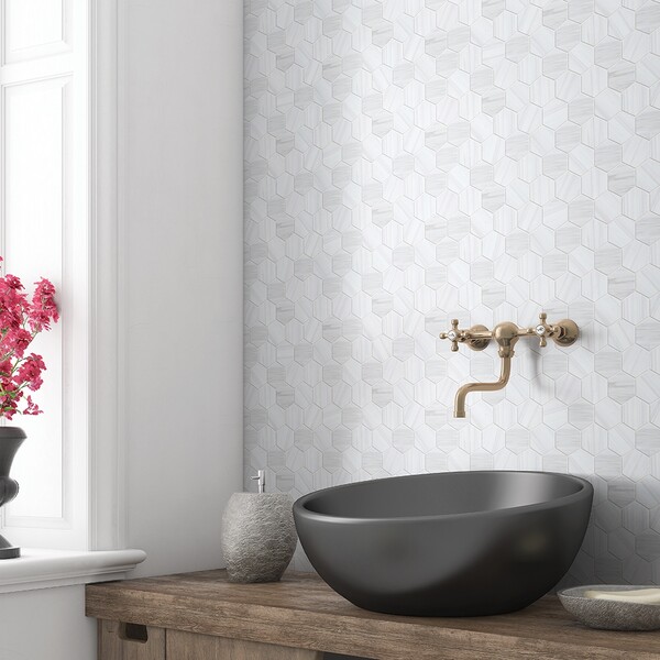 Bianco Dolomiti Classic Honed Hexagon Marble Mosaic 10 3/8×12 (MS01645)