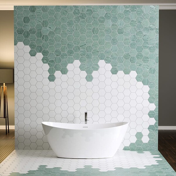 Snow White Polished Hexagon Marble Mosaic 10 3/8×12 (MS01238)