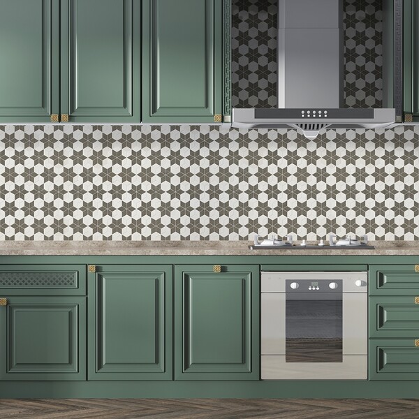 Bosphorus, Champagne Honed Stars Limestone Mosaic 14 3/16×14 15/16 (MS01757)