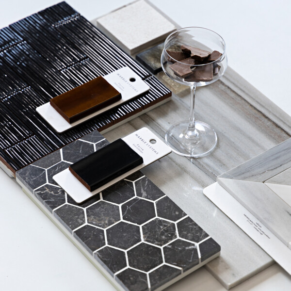 Iris Black Honed Hexagon Marble Mosaic 10 3/8×12 (MS02002) Hickory Glossy  Thin Brick Tile 2 1/4×7 7/8 (TL80570) Black Glossy  Thin Brick Tile 2 1/4×7 7/8 (TL80565) Black Glossy Legato Thin Brick Accent Tiles 2 1/4×7 7/8 (TL80583) Dolomite, Skyline Vein Cut Multi Finish Rubicon Marble Mosaic 17×17 (YNR10036) Skyline Polished  Marble Tile 12×24 (TL14053)