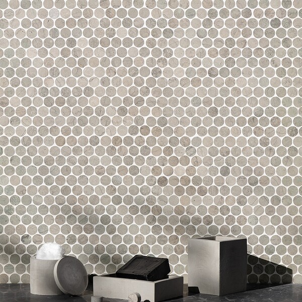Thala Gray Honed Penny Round Limestone Mosaic 11 1/4×11 3/4 (MS02170)