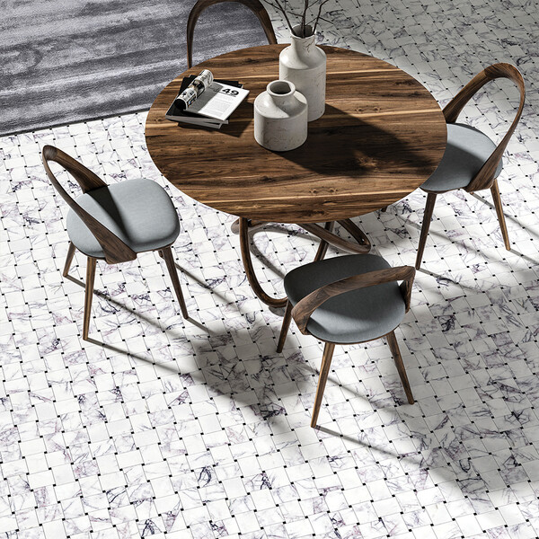 Lilac Honed Pinwheel Marble Mosaic 12×12 (MS02229)