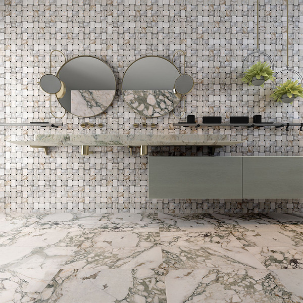 Calacatta Green Honed Pinwheel Marble Mosaic 10 3/8×10 3/8 (MS02235)