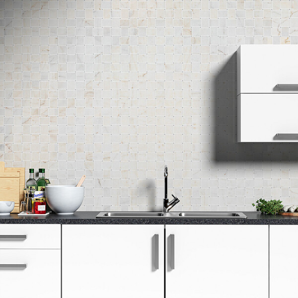 White Pearl, Blue Celeste Multi Finish Pinwheel Marble Mosaic 10 5/8×10 5/8 (MS02582)