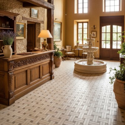 Papyrus Honed Diagonal Basket Weave Limestone Mosaic 13 3/16×13 3/16 (MS02611)