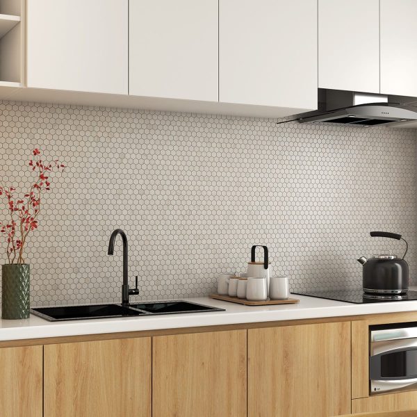 Confetti Honed Hexagon Marble Mosaic 11 5/8×12 3/8 (MS02682)