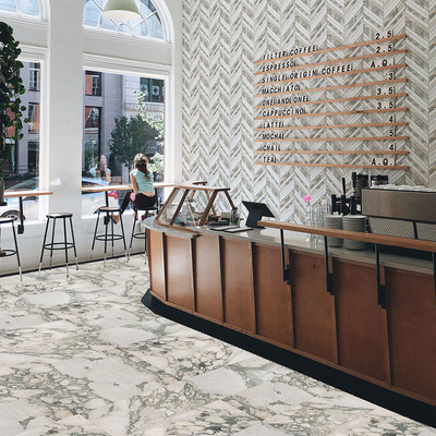 Calacatta Green Honed Thin Chevron Marble Mosaic 10×13 (NW00151)