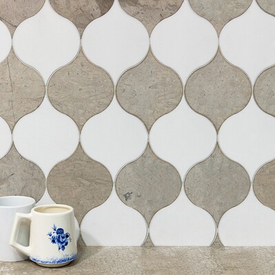 Winter Leaf Glacier Honed Marble Waterjet Decos 4 7/8×6 13/16 (NW90290)