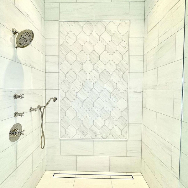 Snow White Honed San Felipe Waterjet Marble Tile 8×9 3/4 (NW90241)