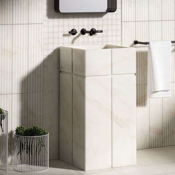 Calacatta Amber Honed Soho Marble Sink 20×20 (SN00278)