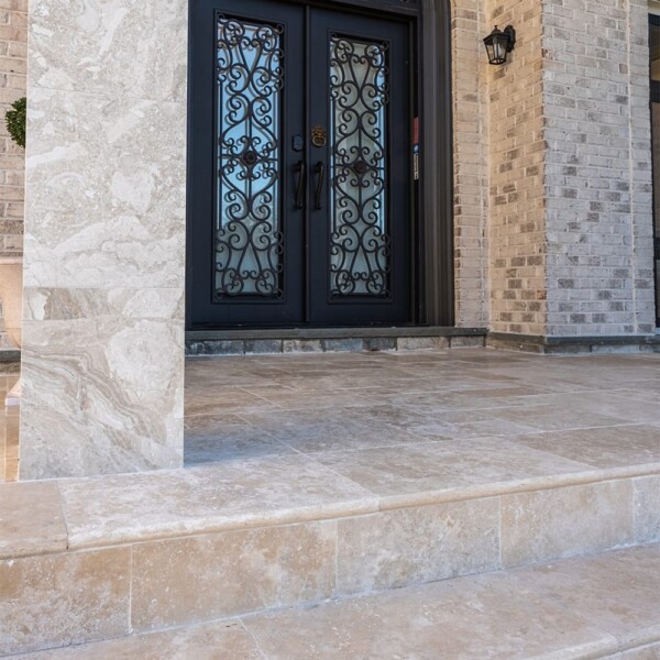 Diana Royal Honed  Marble Tile 18×18 (TL14008) Ivory Tumbled  Travertine Pavers Versailles Pattern (TL12112)