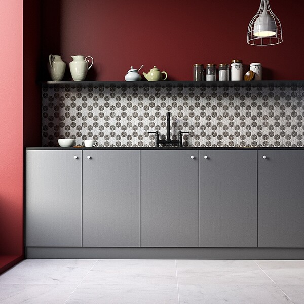 Avalon, Silver Drop Polished Stars Marble Mosaic 14 3/16×14 15/16 (MS01733)