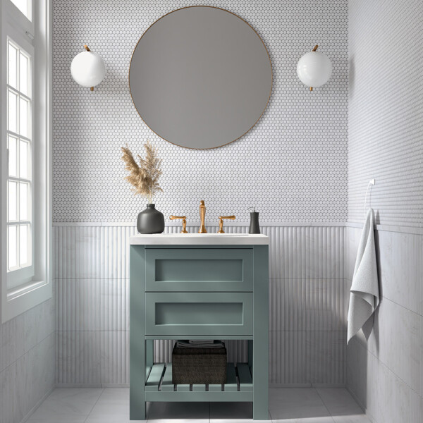 Bianco Dolomiti Classic Honed  Marble Tile 12×12 (TL17818) Bianco Dolomiti Honed Flatiron Marble Moldings 1×12 (ML01003) Bianco Dolomiti Classic Honed Flute Trim Marble Accent Tiles 6×12 (ML00983)