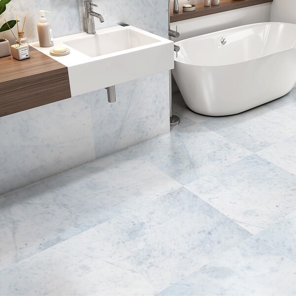 Opal White Honed Marble Tile 24×24 (TL19324)
