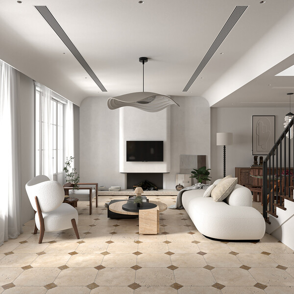 Ivory, Walnut Tumbled Limestone Tile 16×16 (TL21024)