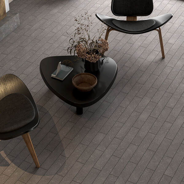 Iris Black Leather Plank Marble Tile 4×16 (TL21066)