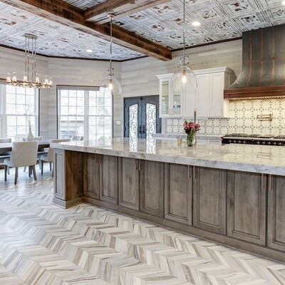 Bosphorus Skyline Vein Cut Multi Finish Marble Waterjet Decos 13 7/16x 13 7/16 (YNR10051)