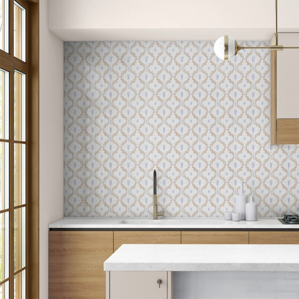 Vintage Linen Ikat Glossy  Glazed Terracotta Tile 6×6 (TL80356)