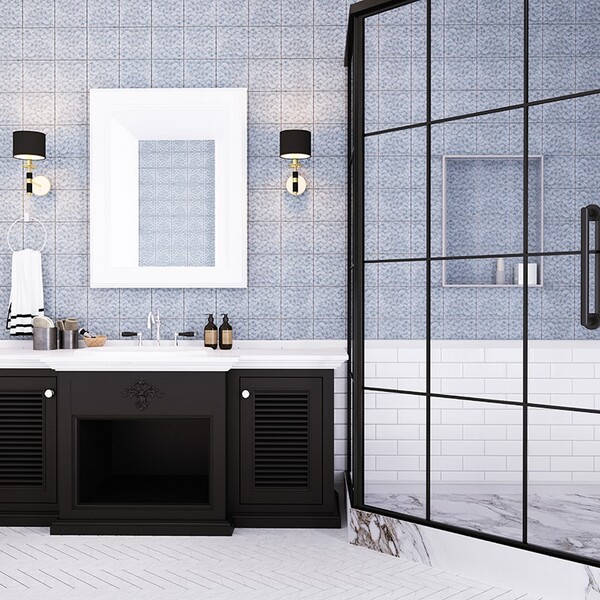 Slate Grey Glossy Layered Coral Ceramic Tile 6×6 (TL80436)