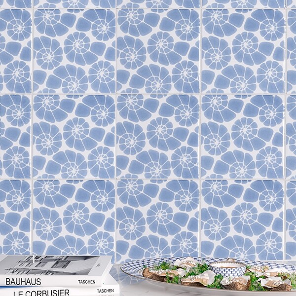 Ocean Weave Glossy Nautilus Cluster Ceramic Tile 6×6 (TL80438)
