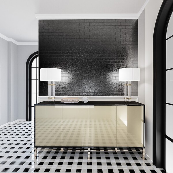 Britannia Light, Snow White, Black Honed 2×2 Marble Mosaic 12×12 (MS01715)