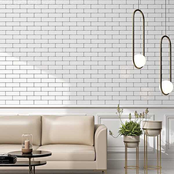 Royal White Glossy Thin Brick Tile 2 1/4×7 7/8 (TL80564)