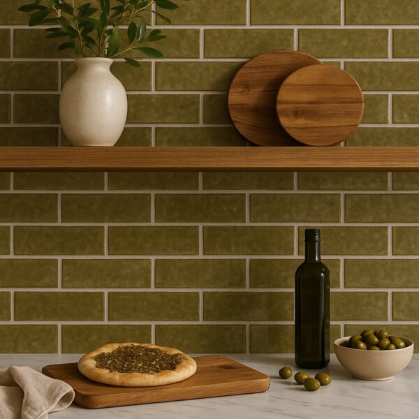 Seaweed Glossy  Thin Brick Tile 2 1/4×7 7/8 (TL80569)