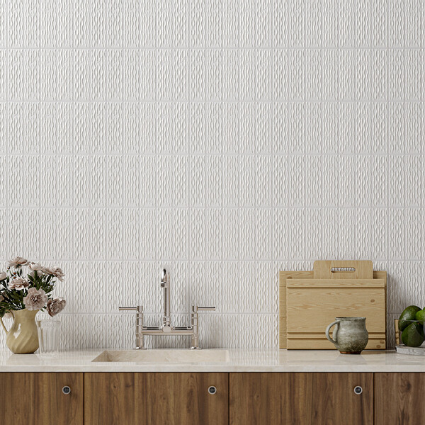 Royal White Glossy Rivulet Thin Brick Tile 2 1/4×7 7/8 (TL80812)