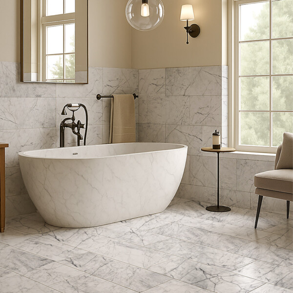 White Carrara Honed  Marble Tile 12×24 (TL90435)