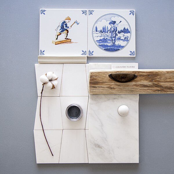 Tapered Snow White Honed&polished Marble Waterjet Decos 12 1/2×12 (NW00015)