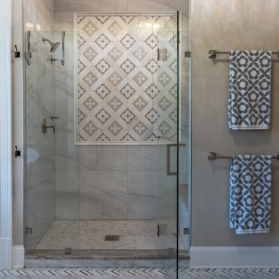 Bianco Dolomiti, Sea Mist, Lakeside Gray Polished Chase Waterjet Marble Mosaic 12×12 (WUM03004)