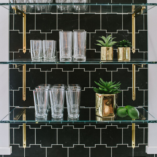 Amulet Black Honed Marble Waterjet Decos 5 7/16×5 7/16 (XET01001)