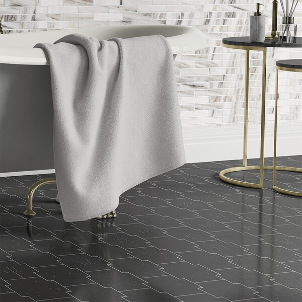 Amulet Black Honed Marble Waterjet Decos 5 7/16×5 7/16 (XET01001)