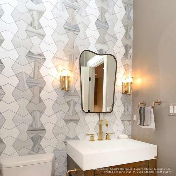 Cravat Snow White, Skyline Multi Finish Marble Waterjet Decos 4 3/4×7 15/32 (XET08001)