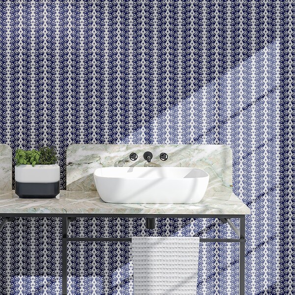 Snow White, Iris Glossy Cecil Stripe Ceramic Tile 6×6 (XSP90009)