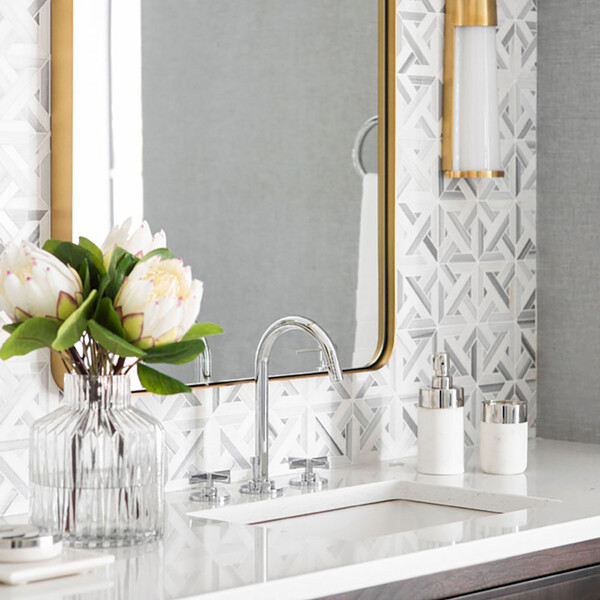 Snow White, Avenza Light Multi Finish Marmara Marble Mosaic 9 11/16×9 11/16 (YNR10031)