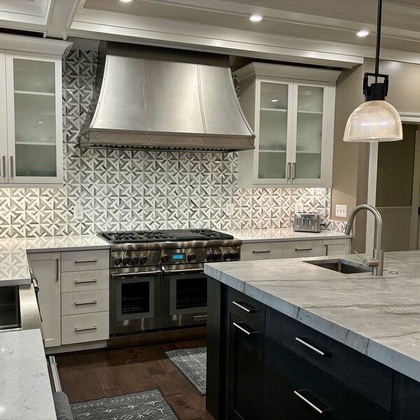 Dolomite, Skyline Vein Cut Multi Finish Marmara Marble Mosaic 9 11/16×9 11/16 (YNR10032)
