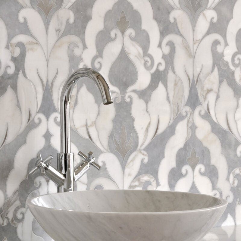 Avenza Dark, Dolomite Multi Finish Rumi Marble Mosaic 13 9/16×18