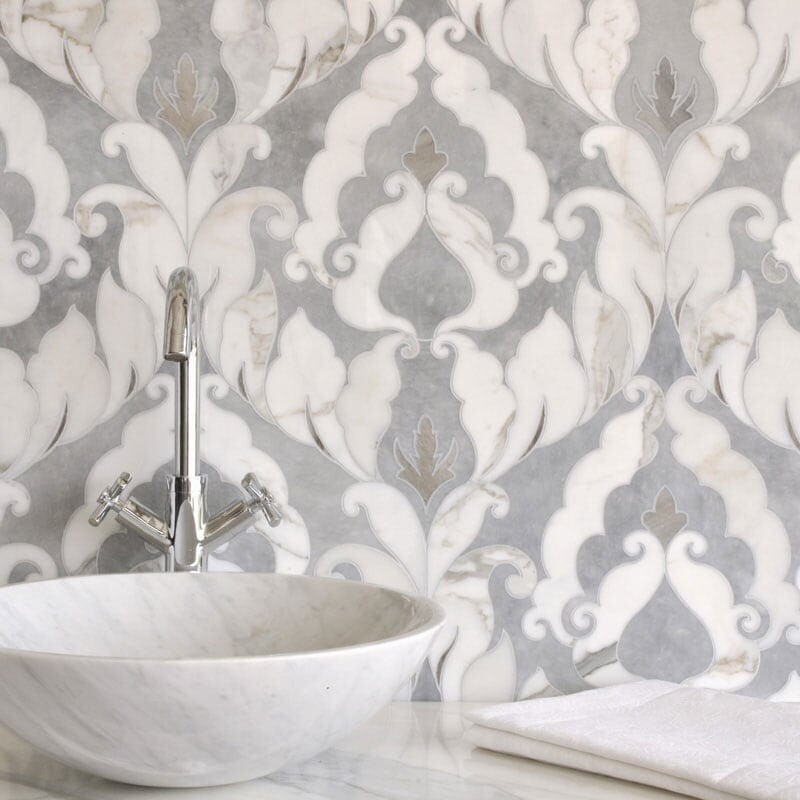 Avenza Dark, Dolomite Multi Finish Rumi Marble Mosaic 13 9/16×18