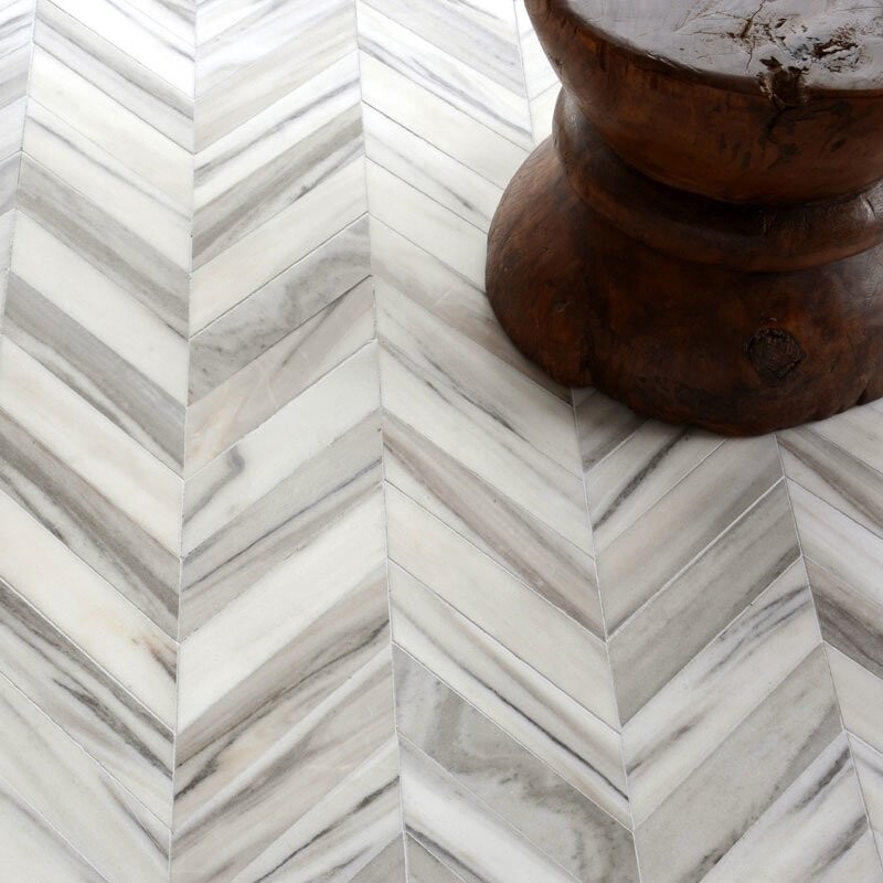 Bosphorus Skyline Vein Cut Multi Finish Marble Waterjet Decos 13 7/16x 13 7/16 (YNR10051)