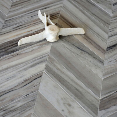 Bosphorus Palisandra Vein Cut Honed Marble Waterjet Decos 13 7/16x 13 7/16 (YNR10052)