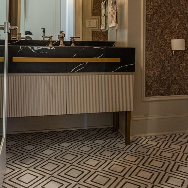 Iceberg, Silver Drop Honed Yildiz Marble Mosaic 8 13/16×11 (YNR10144)