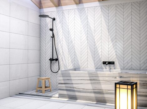 Aspen White Marble Bathroom Design